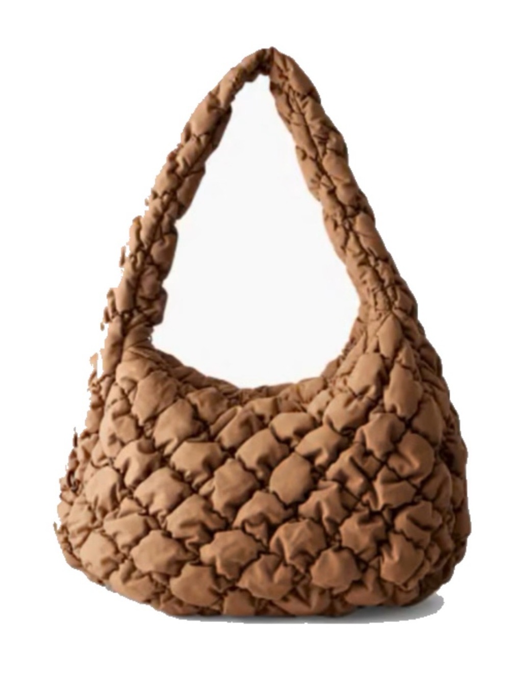 Aritzia Quilted Hobo Bag in Camel